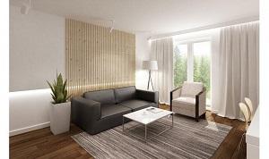 wizualizacja 3d wewnętrzna salonu domku na osiedlu słoneczne I immobart